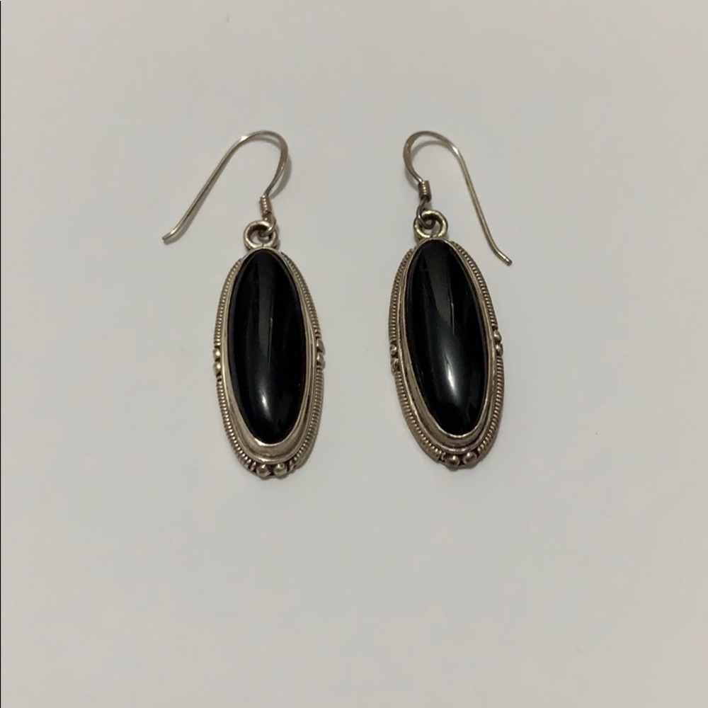 Silver Onyx Earrings